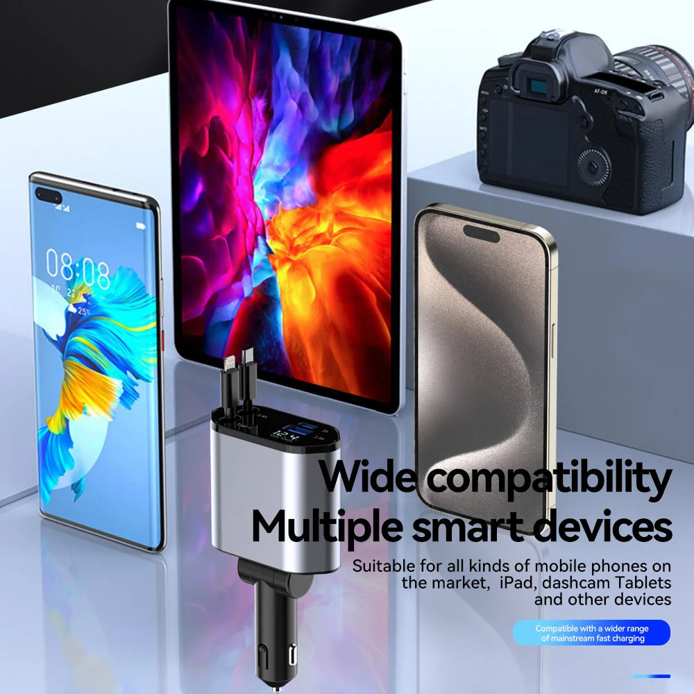 120W 4 in 1 Retractable Fast Phone Charger
