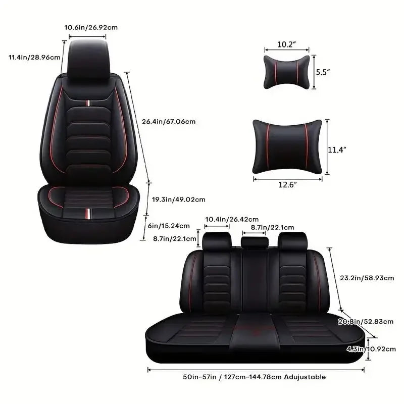 5-Seat Faux Leather Seat Cover