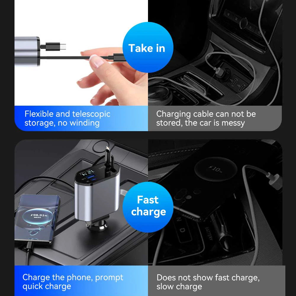 120W 4 in 1 Retractable Fast Phone Charger