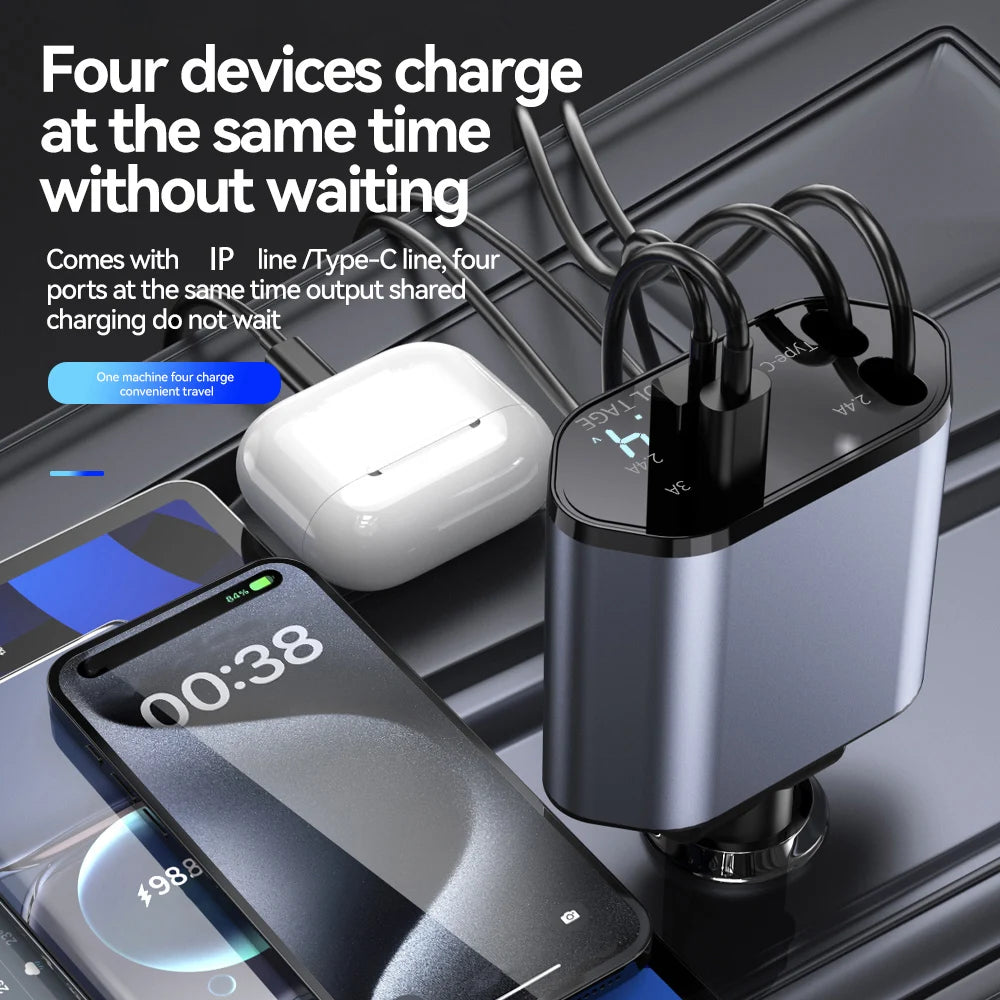 120W 4 in 1 Retractable Fast Phone Charger