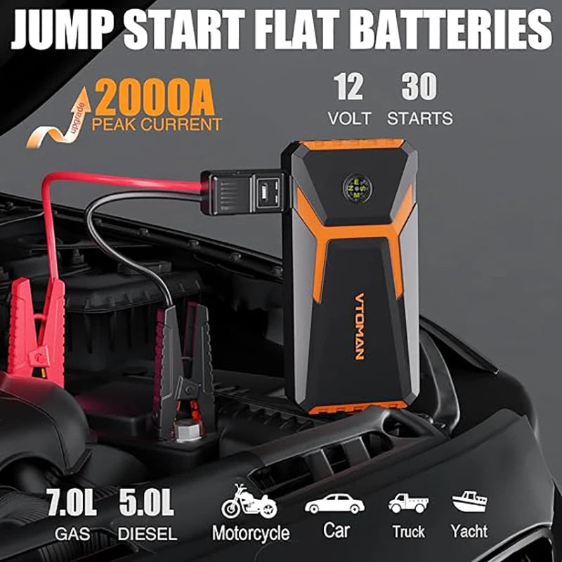 2000A Pro Battery Charger, Jumper Starter