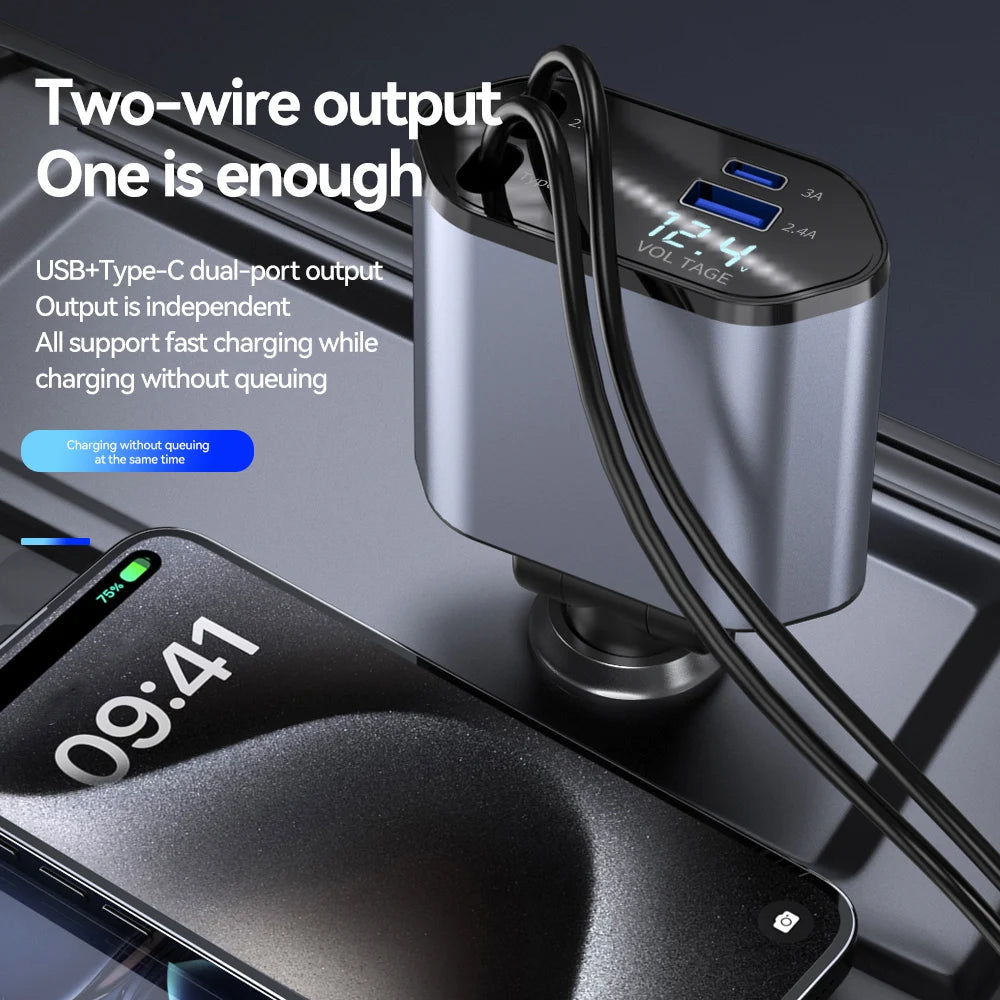 120W 4 in 1 Retractable Fast Phone Charger
