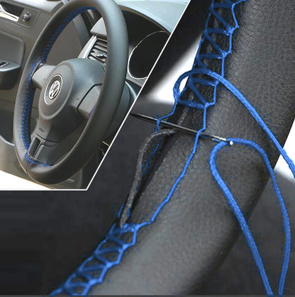 Blue Leather Steering Wheel Cover