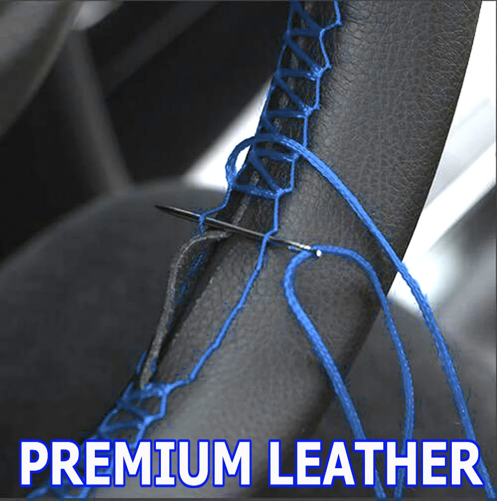 Blue Leather Steering Wheel Cover