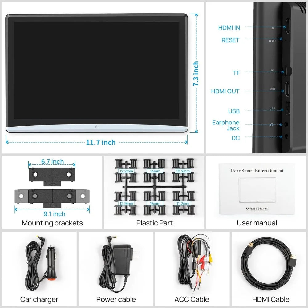 Touchscreen Headrest TV Video Player