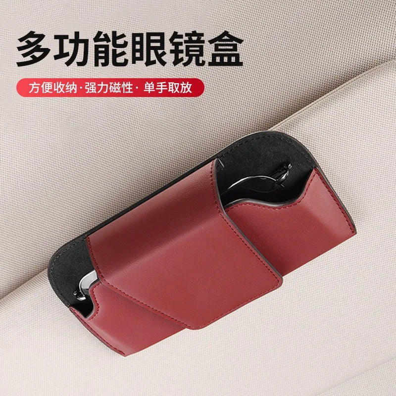 Leather Sun Visor EyeGlasses Holder