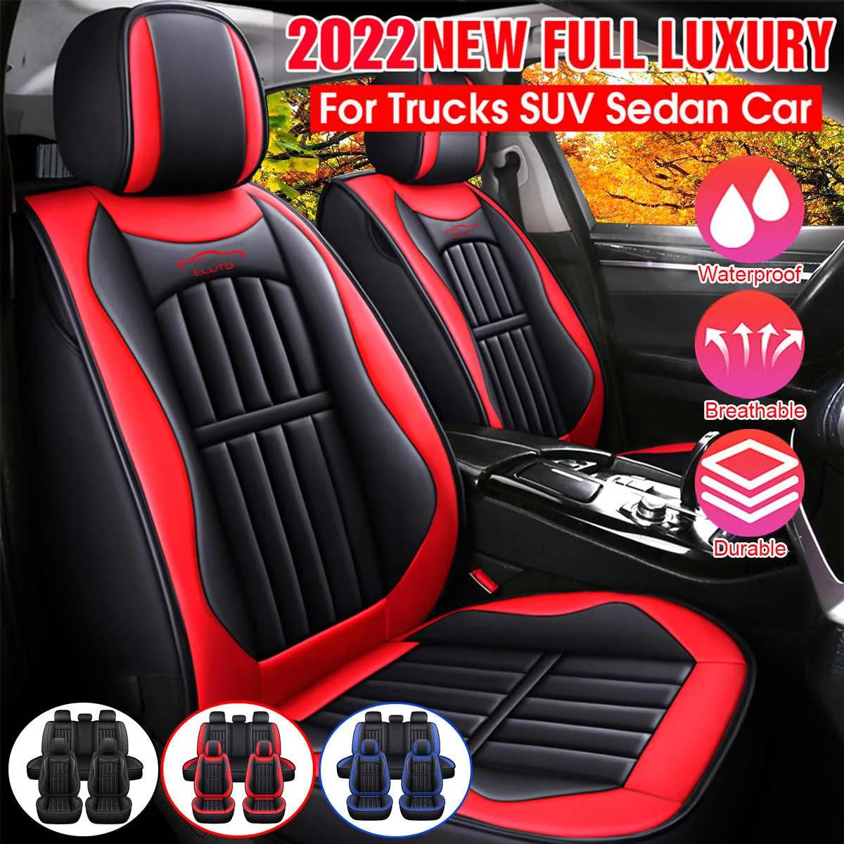 11PC 5 Cushion Deluxe Leather Seat Covers