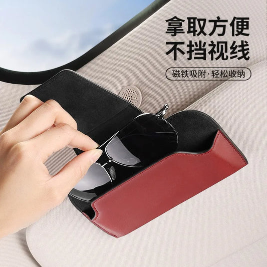 Leather Sun Visor EyeGlasses Holder