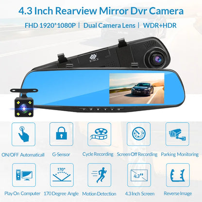 4.3 Inches DVR Rearview Mirror Driving Recorder