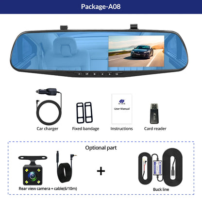 4.3 Inches DVR Rearview Mirror Driving Recorder