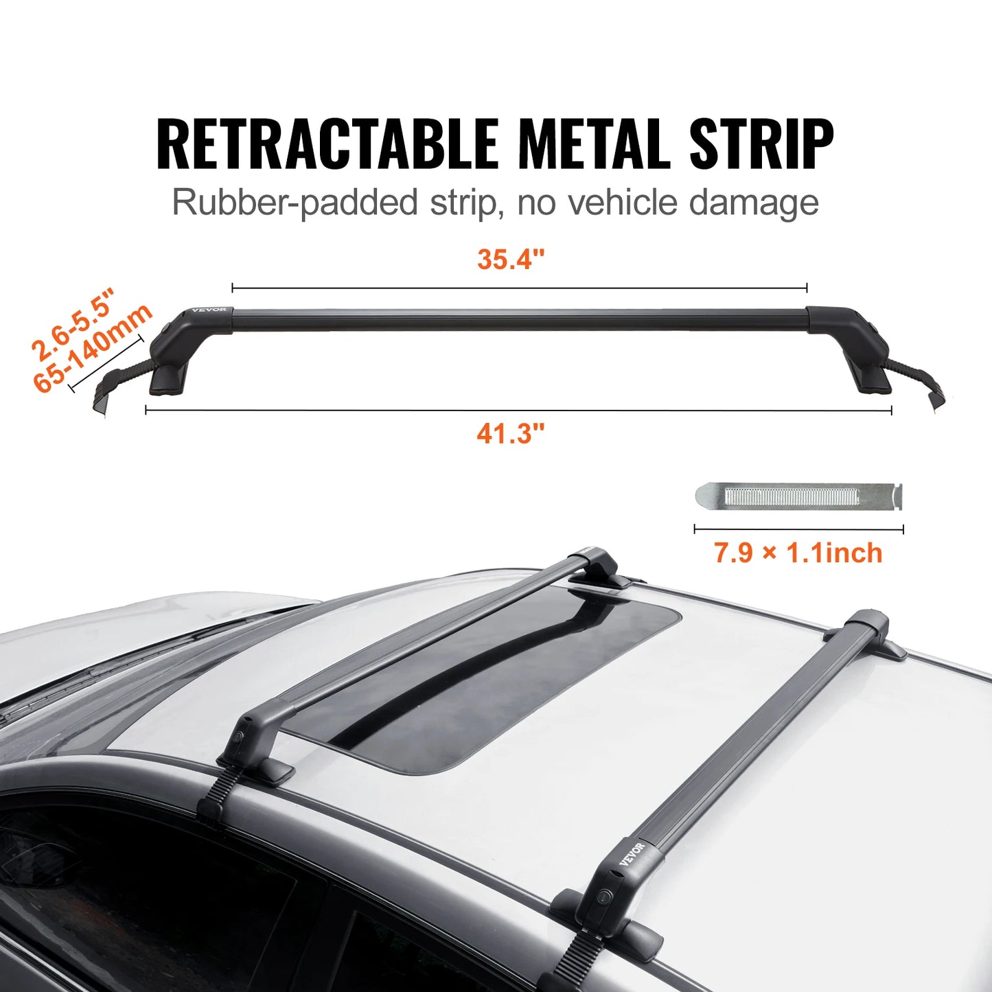 155LBS Retractable Aliuminum Roof Rail Crossbar Retractable