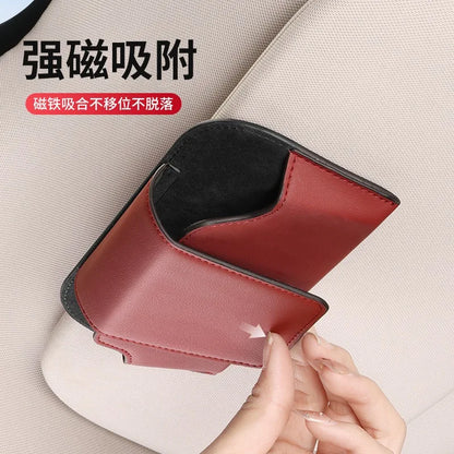 Leather Sun Visor EyeGlasses Holder